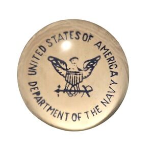 Department Of The‎ Navy US Seal Glass Dome Paperweight Military Commemorative